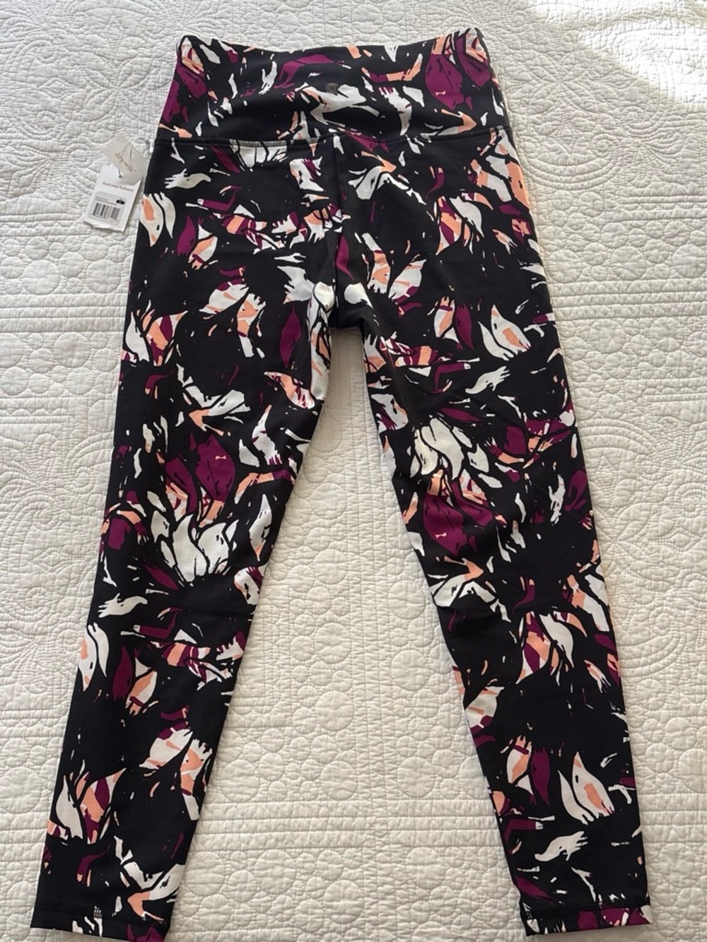 Balance Collection Black Leggings with White, Plum and Peach Accents - Picture 2 of 5
